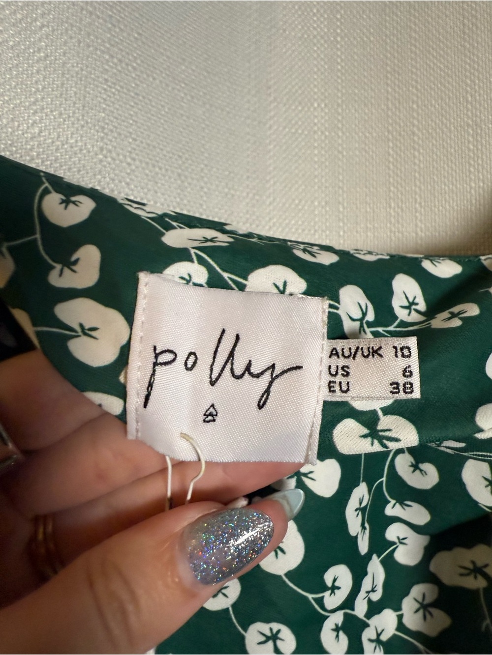 Princess Polly Jade Basin Green and White Floral Mini Dress Size 6 - Picture 4 of 11